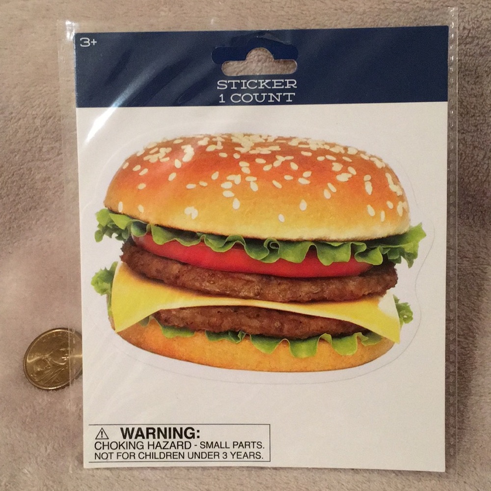 Jumbo Hamburger Sticker NWT